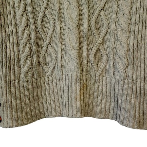 Women's Cable Knit Sweater XL Grey Liz Claiborne V-Neck Button detail EXC - Picture 2 of 9